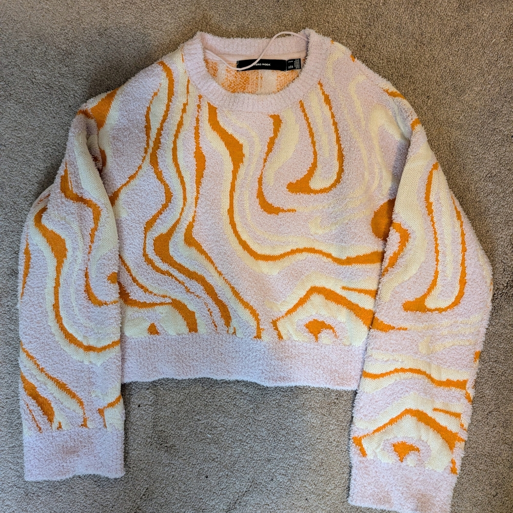Stylish Orange and Cream Sweater